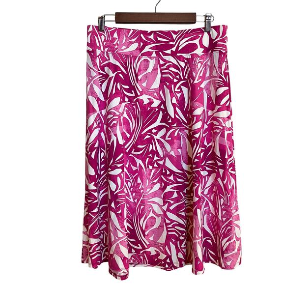 Coolibar Skirt Marigot Midi Skirt Pink White Floral UPF50+ Sun Protection Large - Picture 1 of 4